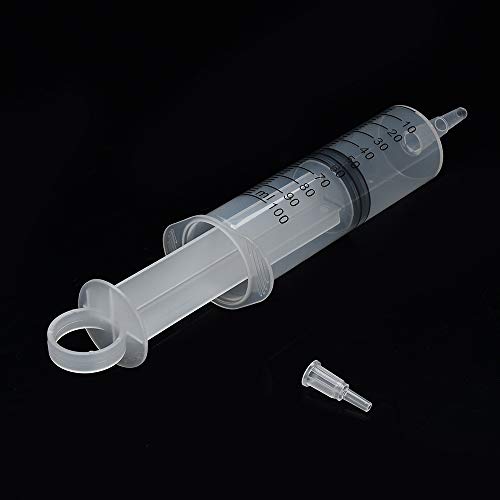2 Pack 100ml Syringes with Tip Adapter, Sterile Slip Tip Syringe Individually Packaged for Labs, Liquid Measuring, Feeding Pets,Oil or Glue Applicator