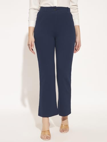 Image of Vogaan Women High Rise High Waist Trousers Flared Korean Style Formal Pants| Elegant Workwear for Office, College & Events