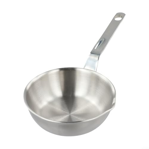 Pentola per uova in acciaio inossidabile 316 con beccuccio, 13,2-17,5 cm, compatta per omelette e salse, per cottura monodose, compatibile con gas e induzione (S)