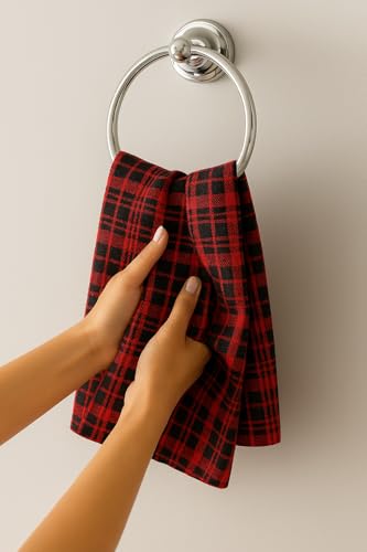 Image of 100% Cotton Hand Towels - Soft • Absorbent • Quick Dry - Everyday Use100% Pure Cotton Towel (Good TIME RED, 18 X 24)