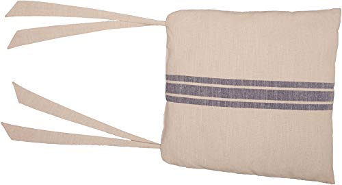 Piper Classics Market Place Blue Grain Sack Stripe Chair Pad, 15" L X 16" W, 100% Cotton, Farmhouse Style Kitchen Decor #TOP1