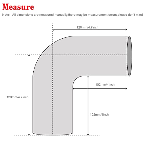 90 Degree Elbow Coupler Silicone Hose 4-Ply 4-Inch For Turbo/Intercooler/Intake Piping,Length 102Mm Thickness 5Mm With T-Bolt Clamp #TOP2
