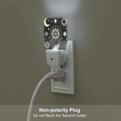 Image of Sun Moon Stars LED Plug-in Night Light 2 Piece Set for Bathroom