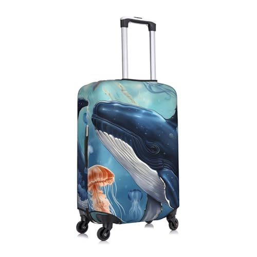 Sea whale & jellyfish Print Fashionable Suitcase Cover Personalized Luggage Protector for Travel and Business3