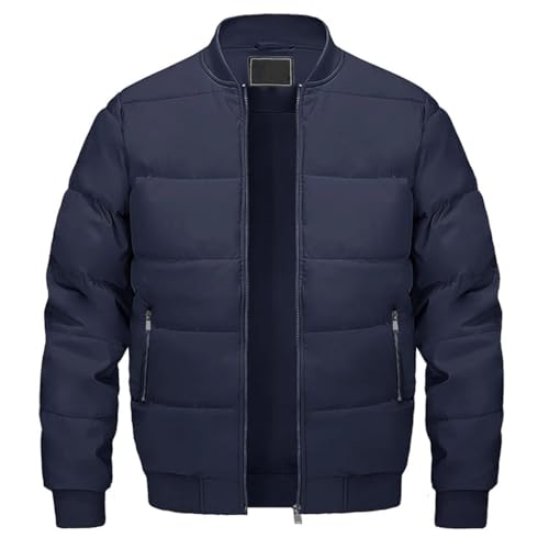 Men Thermal Bomber Jacket Fall Winter Windproof Baseball Coat Full Zip Casual Outdoor Wear