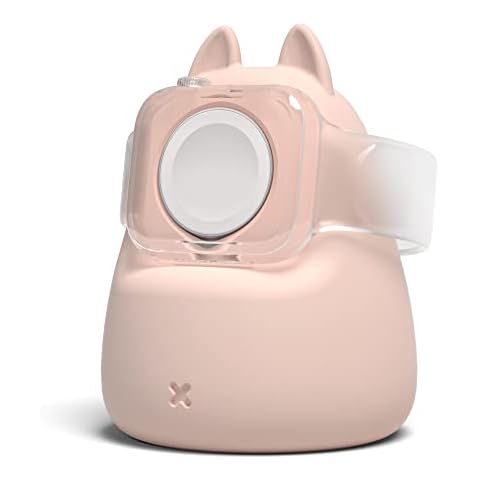 Charging&Display Stand for Apple Watch Series 49/45/44/42/41/40/38mm iWatch Ultra/8/SE2/7/6/SE/5/4/3/2/1,Cute Ear Silicone Charging Dock Station Holder Compatible with Night Stand Mode,Pink Cover