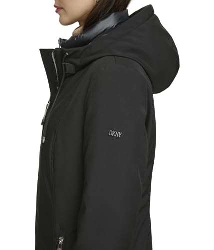 DKNY Women's Hooded Bib-Front Puffer3