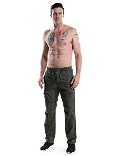Ochenta Men's Pull On Cargo Pants With Full Elastic Waist Lightweight For Work Casual Lounge Army Green Tag 4Xl - Us 40 #TOP2
