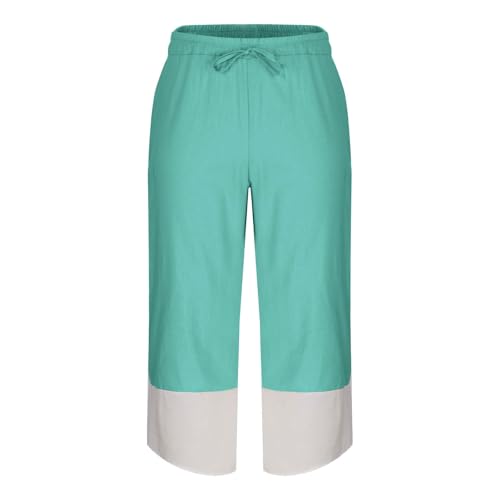 Cambkatl Men's Color Block Linen Harem Capri Pants Lightweight Loose Drawstring Elastic Waist Casual Beach Boho Yoga Trousers4