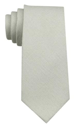 Image of Mens Solid Linen Ties - Slim Pattern Necktie for Men Wedding Groomsmen