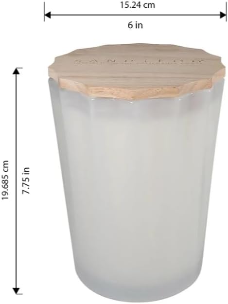 Sand & Fog 57oz Scented Soy Wax Blend Glass Scalloped Candle with Rubber Wood Lid Made with Essential Oils (Pina Colada)
