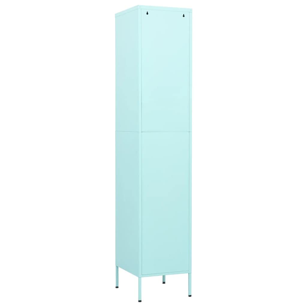 Armadio in acciaio con 4 ripiani e serratura, moderno, per ufficio, palestra, scuola e archivio, 35 x 46 x 180 cm, colore: verde menta