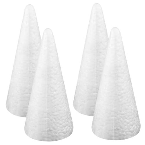 Xoeryoy Cono de Espuma, 4 Piezas 8 x 3 Conos de Espuma Decorativos, Conos de de Poliestireno Creativos para Manualidades y Arte de Bricolaje, Suministros de Manualidades para Navidad, Escuela, Bo