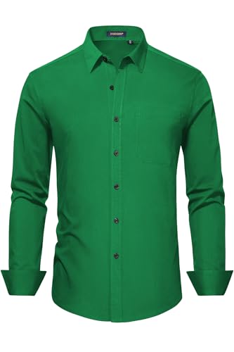 Image of HISDERN Mens Dress Shirts Long Sleeve Button Down Casual Shirts for Men Inner Contrast Formal Business Tuxedo Wedding Shirt