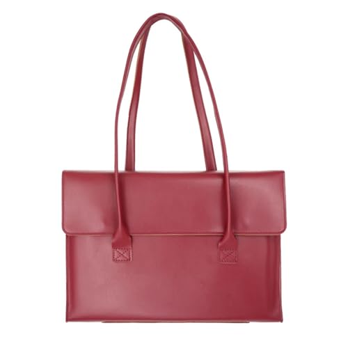 Briefcases Water-Resistant Single Shoulder Computer Bag Pure Color Briefcase for 3 4 6 Inch Laptops Business(Red,14-inch)