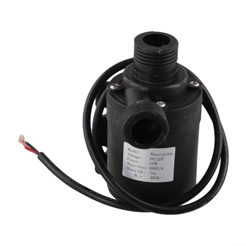 Agua sumergible sin escobillas CC 12 V 24 V para fuente de circulación solar, caudal de 800 l/h, cabezal de 5 m, rosca de 1/2 pulgada, impermeable para acuario (CC 12 V)