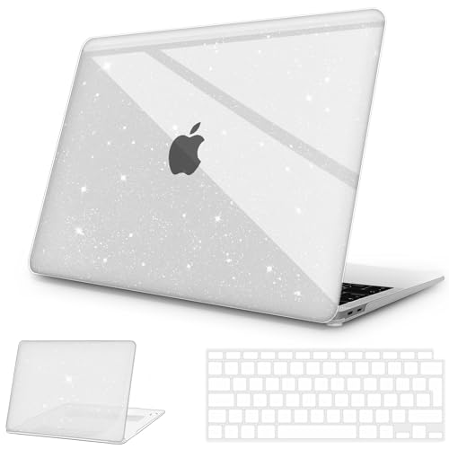 NPUOLS Custodia Protettiva per MacBook Air 13 Pollici Cover 2021 2020 2019 2018 Modello A2337(M1) A2179 A1932, Cristallo Rigide Custodia e Ultra Sottile TPU UE Tastiera Cover (A2337 A2179), Glitter