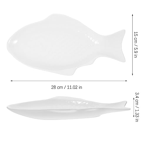 Cabilock Ceramic Fish Shaped Plate Appetizer Serving Tray Platter Creative Japanese Snack Storage Dish Tray For Restaurants Home (11 Inches White) #TOP1