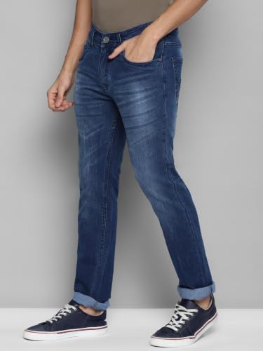 Image of Allen Cooper Slim Mid Rise Stretchable Denim Jeans for Men