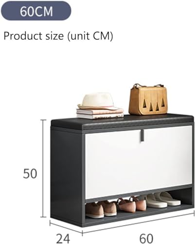 Canapé tabouret meuble à chaussures d'entrée pour petits espaces gris - 3