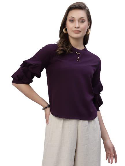 Image of Style Quotient Women Purple Crepe Top