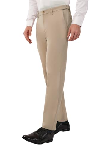 Image of SaintX Men's Premium 4-Way Comfort Stretch Formal Trousers | Smart Sweat Wicking Wrinkle Free Fabric | Smarter Techno Flex Expandable Waistband | Stylish Slim Fit | Daily Office Wear