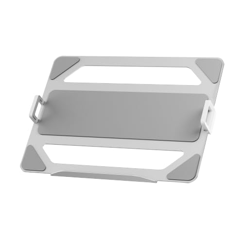JIN OFFICE Laptop Tray for Monitor Stand Premium Aluminum | Compatible with Any Type of Display VESA Mount for Mounting Laptop on Monitors Stand | Notebook Mount Arm Tray (Silver)