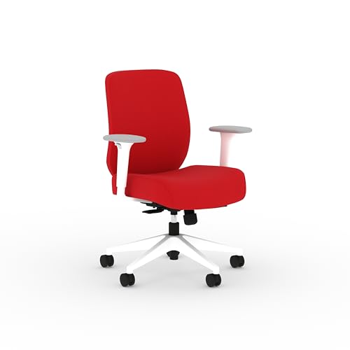 Image of HON Altern Ergonomic Fabric Office Chair, Low‑Back Desk Chair with Adjustable Arms, Seat Slide, Synchro‑Tilt, Rolling Computer Seat for Home Office, White Frame, Ruby