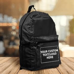 Image of DISCOUNT PROMOS Custom Simple Functional Backpacks Set of 1, Personalized Text, Logo, Picture - Water Resistant, Lightweight - Black
