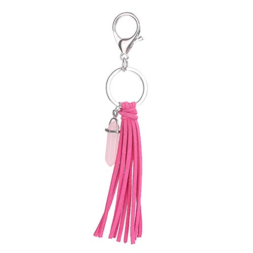 Preisvergleich Produktbild Artily Leder-Quaste Schlüsselanhänger Handtaschen-Anhänger türkis Anhänger Schlüsselanhänger Mode Auto Anhänger für Frauen Mädchen Geschenk, rosarot, 16 * 3cm