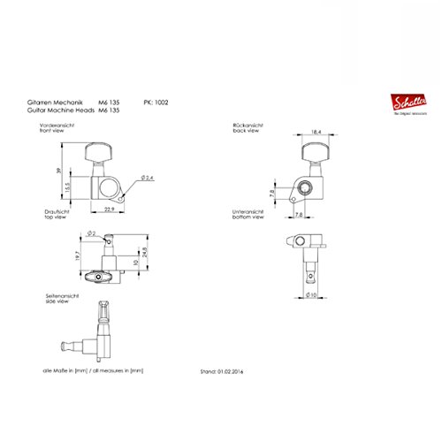 Schaller »M6 135 LOCKING MACHINE HEADS – GOLD – 3L/3R – LARGE METAL – 19.5mm LOCKING POST« Mécaniques pour Guitare – Set… - Les Beatles, Paul McCartney, John Lennon, RIngo Starr, George Harrison Schaller »M6 135 LOCKING MACHINE HEADS - GOLD - 3L/3R - LARGE METAL - 19.5mm LOCKING POST« Mécaniques pour Guitare - Set… – Image 3