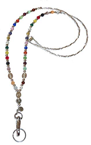 Hidden Hollow Beads Multi Cancer Awareness Women's Beaded Lanyard, ID Badge Card Holder Teacher Gift Nurse Keys Cruise Phone