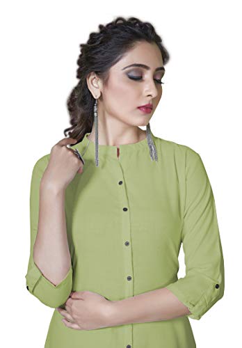 Image of Women's Cotton Straight Kurti (Light Green)