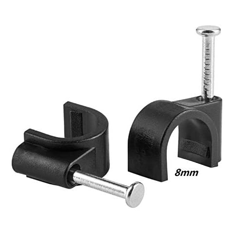 100 Pack Nail in Cable Clips Ethernet Cable Nails Tacks Clips 8mm for Electrical, Ethernet, Dish Wire, Coax Cable, RG6, RG59, CAT6, RJ45 Cable Cover
