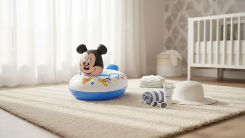Image of Kids Inflatable Cartoon Swim Ring with Seat - Pink Baby Pool Float (Mickey-Swiming-Ring)