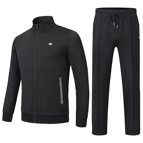 AjezMax Trainingsanzug Herren Langarm Jogginganzug Set Sportanzug Sporthose Sweatshirt für Outdoor-Aktivbekleidung Schwarz-1 3XL
