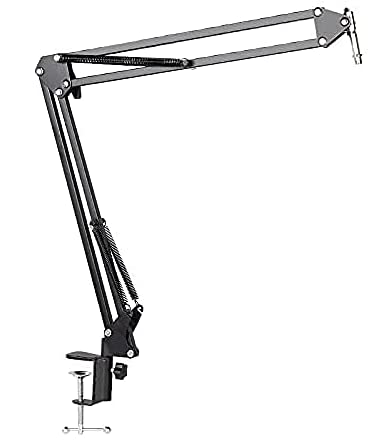 Kit Pedestal Suporte Mesa Articulado Para Microfone Studio Rádio + Pop Filter Protetor Anti Ruido p/