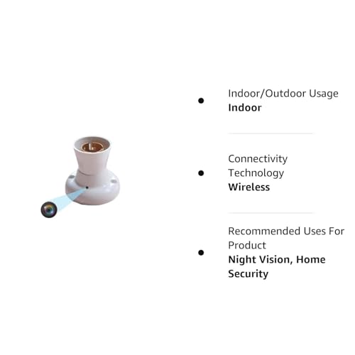 Smart Bulb Holder 1080P HD Wi-Fi Camera 2024 Newest Version Security Indoor Video Recorder, Support iOS/Android GDENV 5 311CzL35IOL