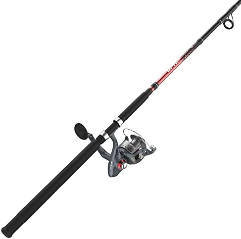 Quantum Optix Spinning Reel and Fishing Rod Combo, 8-Foot 2-Piece Graphite Composite Fishing Pole, Extended EVA Rod Handle, Size 60 Reel, Changeable Right- or Left-Hand Retrieve, Silver