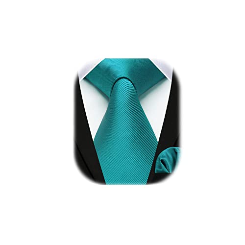 Enlision Corbata Verde Azulado Corbatas de Hombre Elegantes Conjunto Corbata y Pañuelo a Juego Cuadrado de Bolsillo Esmeralda de Color Liso para Hombres