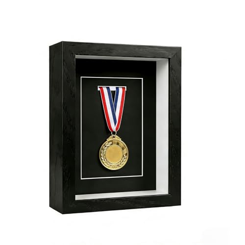 ZAYHENYOO Medal Display Case Medal Display Shadow Box with Real Glass for Wall Mount or Tabletop Display 5* 7 Inches Medal Display Case Gift for Runners Marathon Memorabilia Military Medals