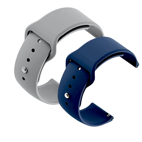 Image of YODI New Accessories Silicone 22MM Strap Belt Band for Smart Watch (Set of 2 Color) Combo Pack (Smart Watch NOT Included) (Grey-Blue)