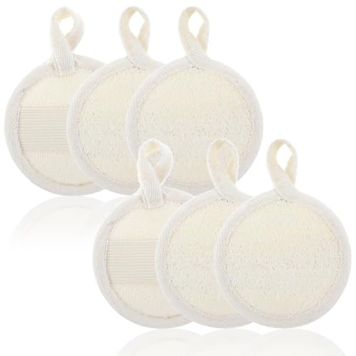 6 Pack Exfoliating Face Pads with Natural Loofah