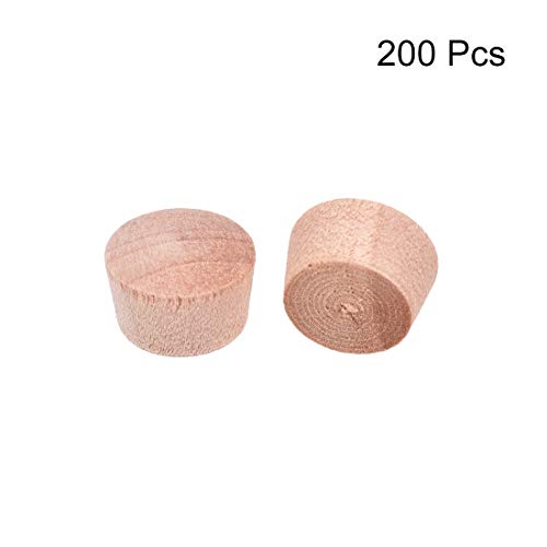Image of uxcell Wood Button Top Plugs 15 /32 Inch Wood Color Hardwood Furniture Plugs 9 /25 Inch Height 200 Pcs