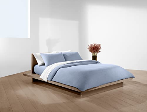 Calvin Klein Home Modern Cotton Harrison 1 Piece Flat Sheet, Queen Size, Cotton (Solid Periwinkle)