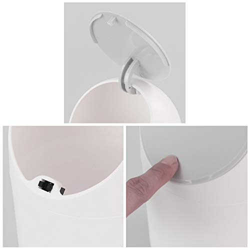 Callyne Plastic kleine prullenbak van 2 l, prullenbak voor op het bureau met grijs deksel - Image 5