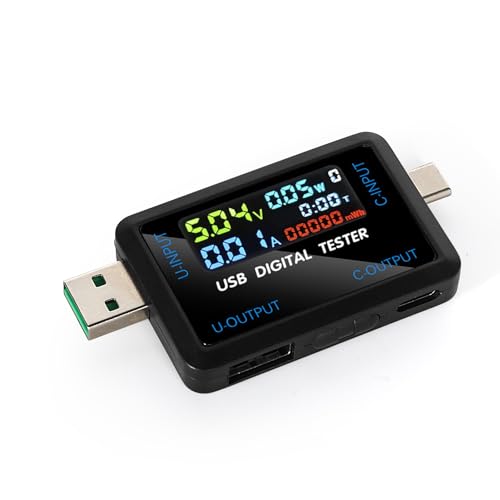DEWIN USB Tester Messgerät, DC 4.5-36V USB Tester Messgerät 2-in-1 USB C Strommessgerät Digital Multimeter Voltmeter Amperemeter Detektor Mit Anzeige