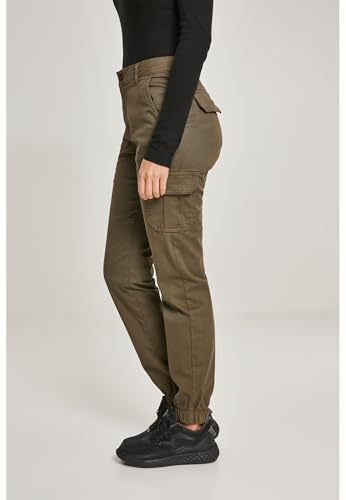 Urban Classics Damen Ladies High Waist Cargo Pants Hose, Grün (Olive 00176), W(Herstellergröße: 28)