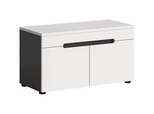 xonox.home - Sitzbank Canu 80x45x37cm in Korpus Basalt grau Nb., Front weiß Nb. - Bank Garderobenbank Flurbank Truhe - modern & platzsparend xonox.home - Sitzbank Canu 80x45x37cm in Korpus Basalt grau Nb., Front weiß Nb. - Bank Garderobenbank Flurbank Truhe - modern & platzsparend