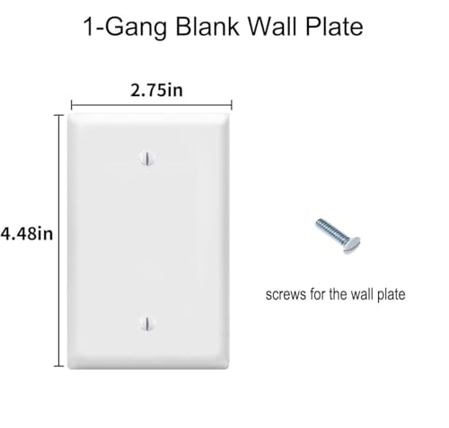 Image of ZEFTV Blank Wall Plates 1-Gang blank Switch Outlet Electrical Cover Plate Unbreakable Thermoplastic Faceplate for Light Receptacle Outlet Switch, White (6 Pack)